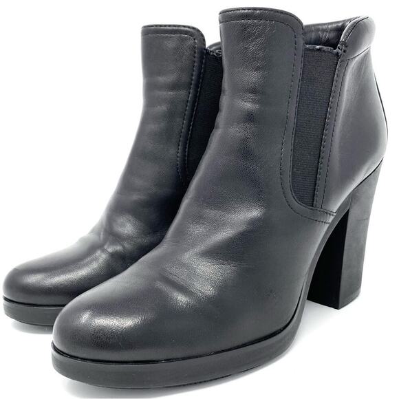 PRADA CHUNKY HEELS BLACK LAMBSKIN LEATHER CHELSEA BOOTS BOOTIE SZ 6.5 - Picture 4 of 14